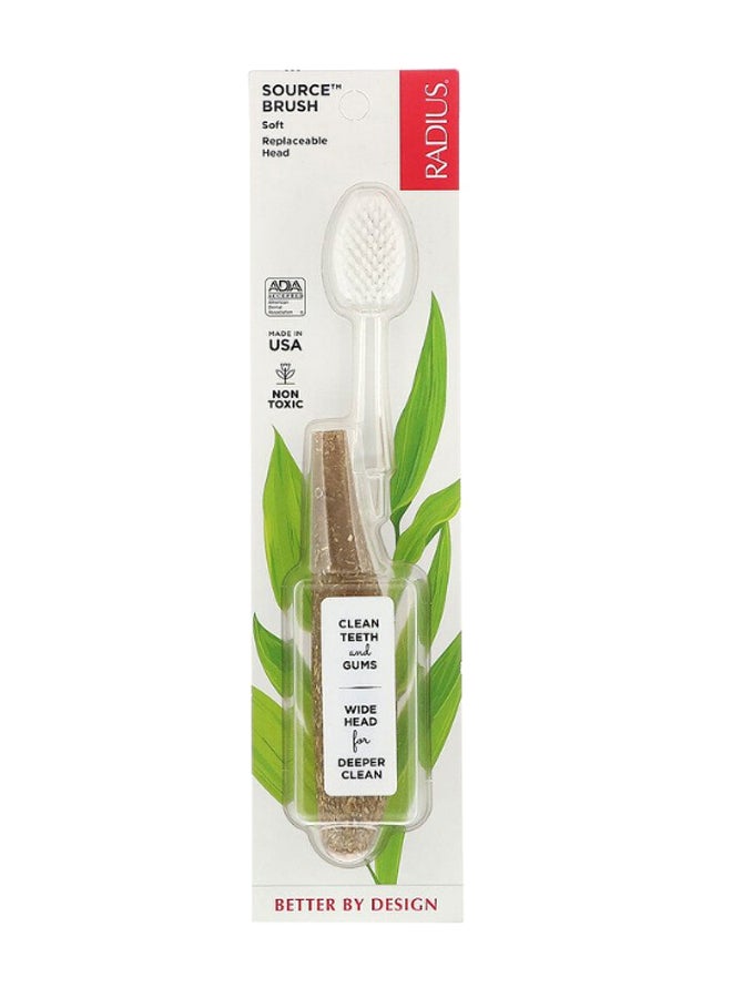 Replaceable Source Soft Head Toothbrush Clear/Brown