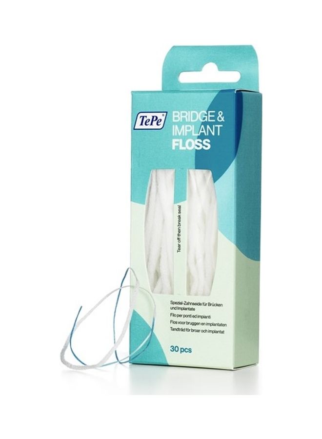 30-Piece Bridge and Implant Floss Pack White/Blue