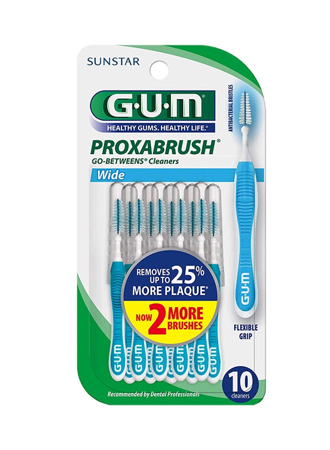 10-Piece Proxabrush Go-Betweens Wide Interdental Brush Set Blue/Clear