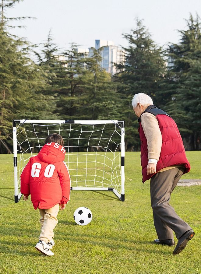 Sports Mini Soccer Goal Set - Backyard + Indoor Mini Net + Ball Set with Pump - Portable Folding Football Goal Set for Kids - 95*70CM