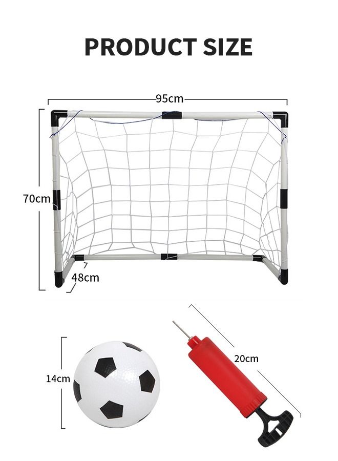 Sports Mini Soccer Goal Set - Backyard + Indoor Mini Net + Ball Set with Pump - Portable Folding Football Goal Set for Kids - 95*70CM