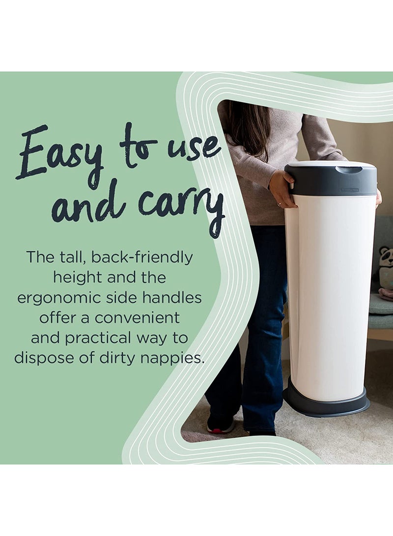 Twist And Click Sangenic XL Nappy Bin, Holds up to 60 Nappies, Eco-Friendlier System, 76cm Tall, Includes 1x Refill Cassette with Sustainably Sourced Antibacterial Greenflim