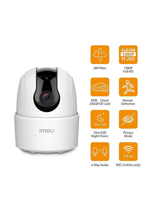 360 Degree Smart Security Camera (White) / Up to 256GB SD Card Support / 1080P Full HD / Privacy Mode / Alexa Google Assistant / Motion Detection & Human Detection / 2-Way Audio / Night Vision