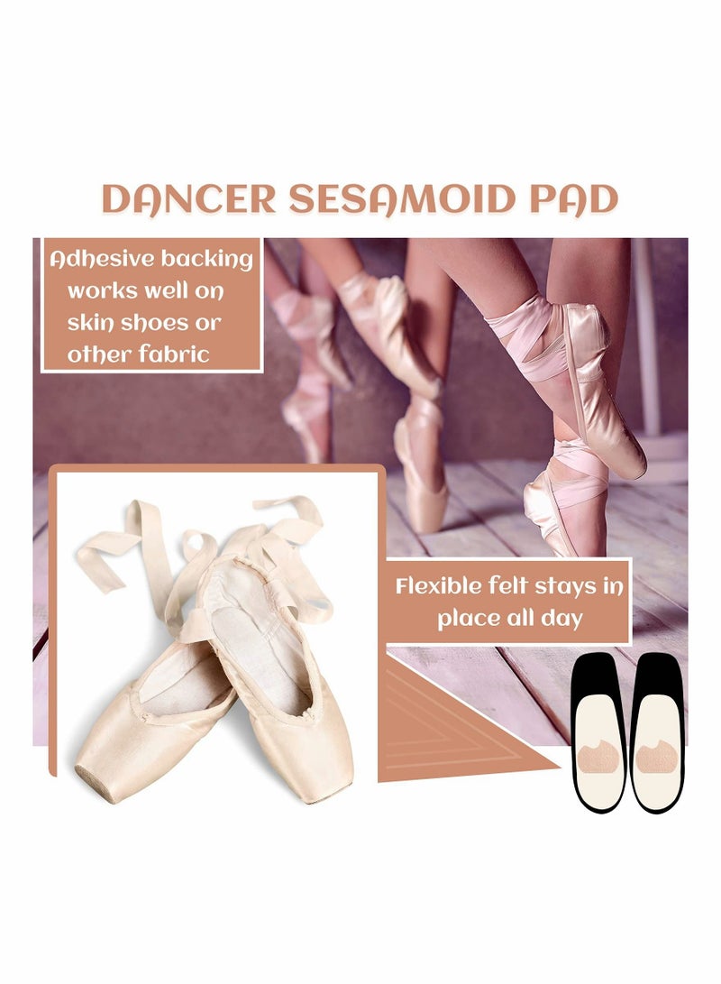 Foot Pads, 24 Pcs Self-Adhesive Foot Cushion for Dancer, Forefoot Cushion Pads Sesamoiditis Pads for Ball of feet Pain, Felt Forefoot Cushion Pads for Men Women Dancing Pain Relief(Beige)