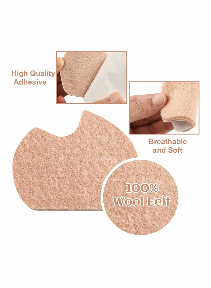 Foot Pads, 24 Pcs Self-Adhesive Foot Cushion for Dancer, Forefoot Cushion Pads Sesamoiditis Pads for Ball of feet Pain, Felt Forefoot Cushion Pads for Men Women Dancing Pain Relief(Beige)