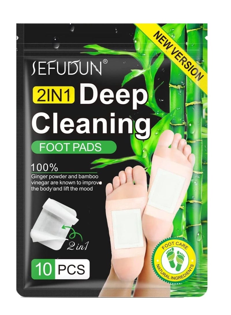 2 in 1 Upgraded Detox Foot Pads Deep Cleansing Detox Foot Pads All Natural Bamboo Vinegar Ginger Foot Pads for Improves Quality of Sleeping Relieve Fatigue