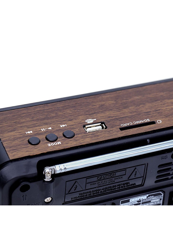 Rechargeable FM Radio, Large Capacity Battery, Perfectly Portable, Lightweight, Retro Style FM Radio, Strong And Stylish, Perfect Sound Quality, Multi Band GR6836BT Brown/Black
