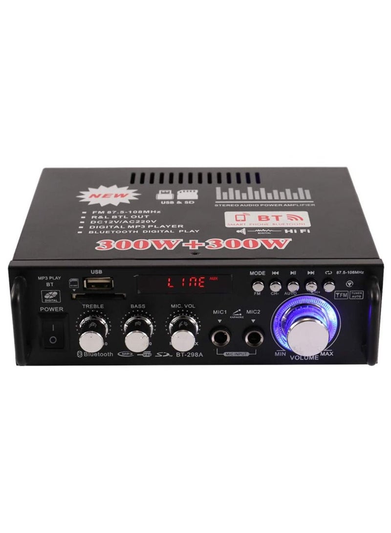 12V/ 220V Mini BT LCD Display HIFI Audio Stereo Power Amplifier Portable Car Home FM Radio Audio Amplifier