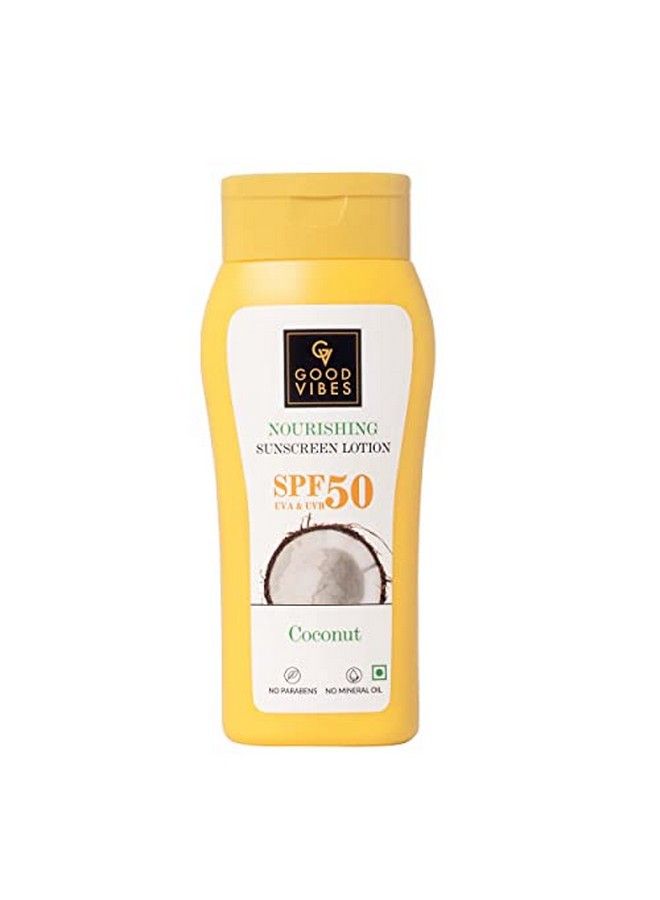 Coconut Nourishing Sunscreen Lotion Spf 50 (110 Ml) ; Sun Protection For All Skin Types ; With Lime & Rosemary Leaf Oil ; Soothing Detanning ; Vegan No Parabens Mineral Oil & Silicones