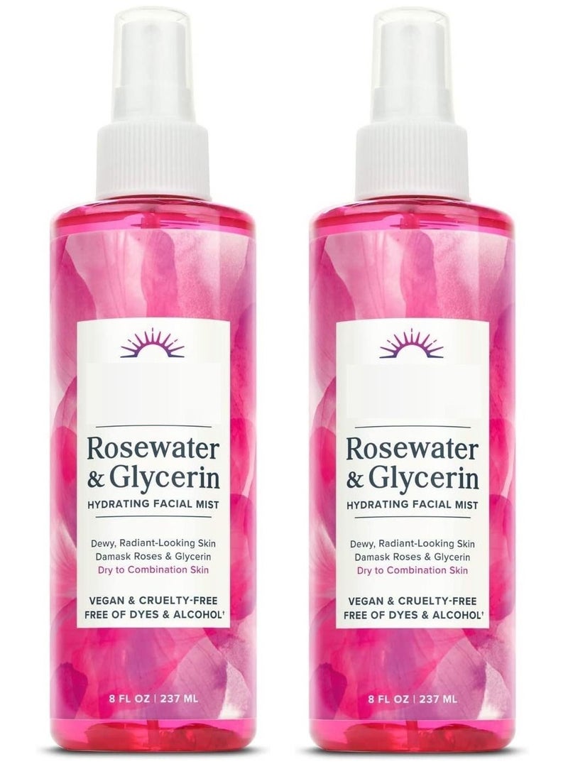 Rose Water & Glycerin Hydrating Facial Mist 8 fl oz 237 ml Pack of 2