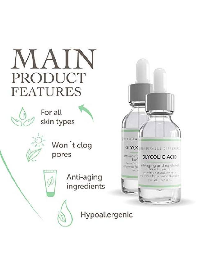 Glycolic Acid Serum 5% For All Skin Types Alpha Hydroxy Acid Facial Peel Moisturizer Antiaging Aha Skin Care Face Serum Reduce Acne Scars Wrinkles Lines Spots 1 Oz