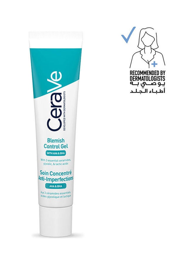 Blemish Control Gel Facial Moisturiser For Acne & Blemishes with Glycolic Acid and Lactic Acid AHA/BHA 40ml