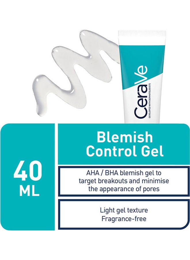 Blemish Control Gel Facial Moisturiser For Acne & Blemishes with Glycolic Acid and Lactic Acid AHA/BHA 40ml
