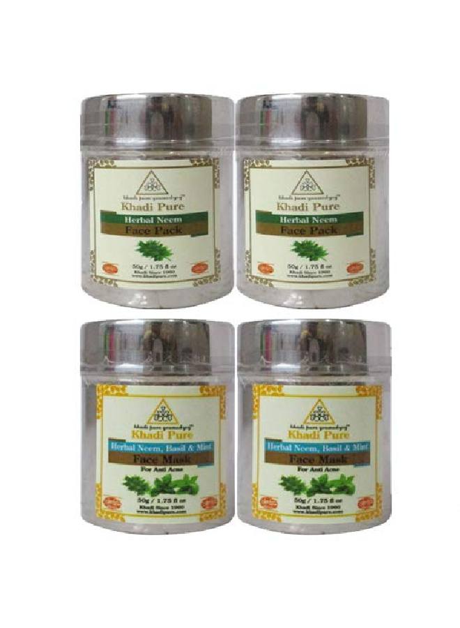 Neem Basil & Mint & Neem Face Pack 50 g (Pack of 4)