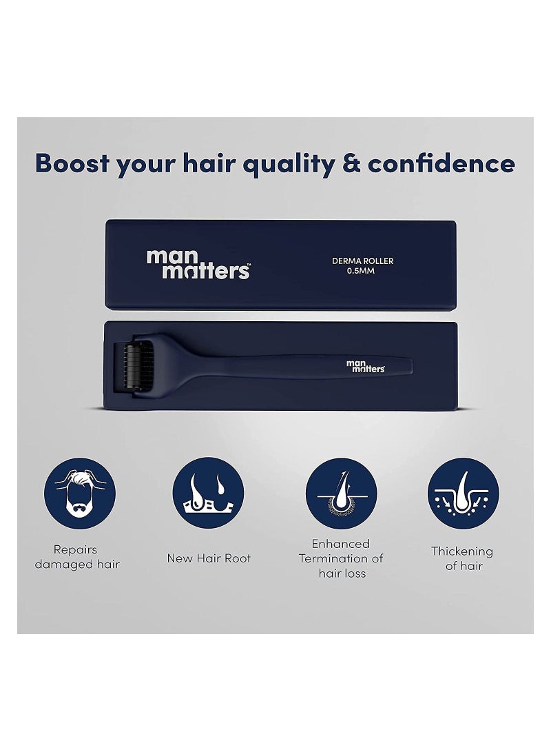 Advance Derma Roller With Premium Design For Scalp & Beard 540 Micro 0.5mm Titanium Alloy Needles Reduces Hair Fall Stimulates Hair Follicles