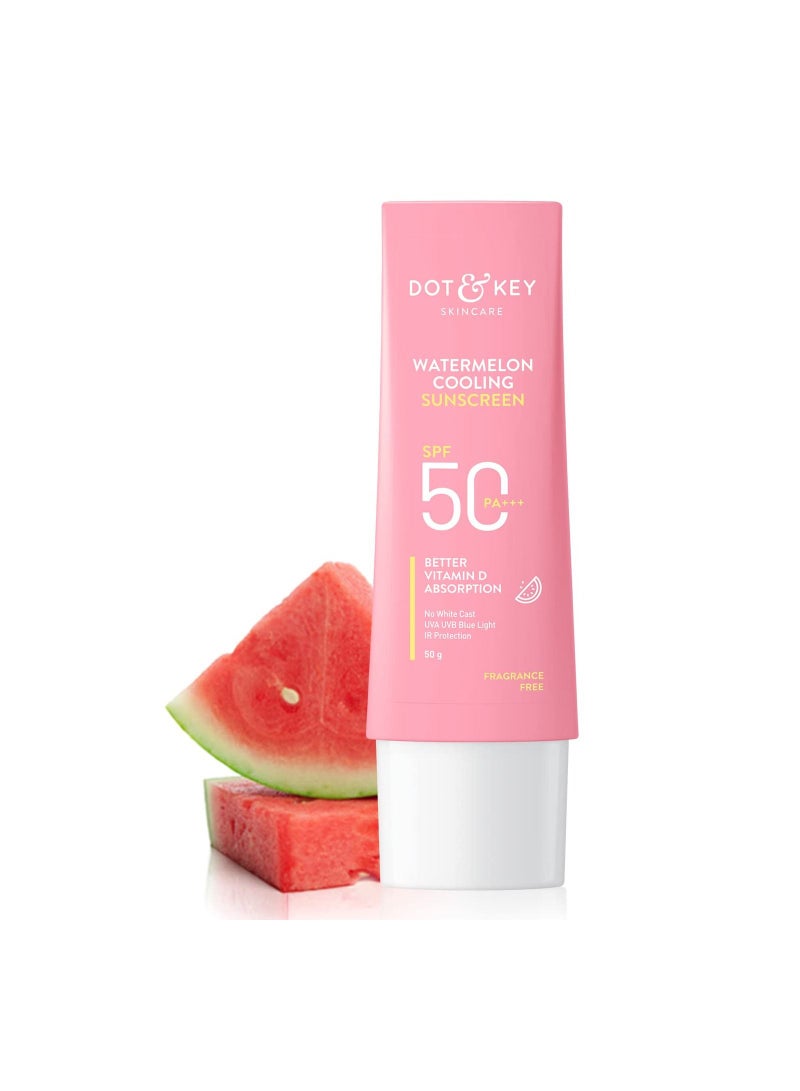 Watermelon Hyaluronic Cooling Sunscreen SPF 50 For Moisturized Skin UV Blue Light Protection Lightweight 50gm