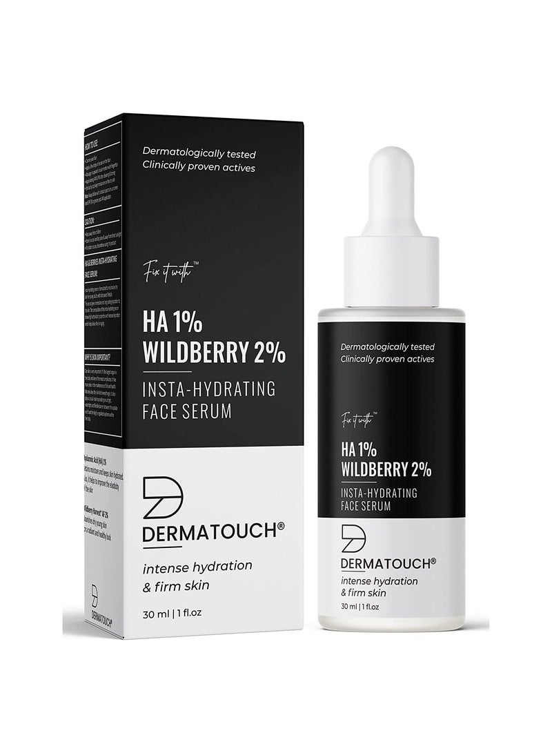 1% Hyaluronic Acid & 2% Wildberry Insta Hydrating Face Serum Helps In Retaining Moisture To Keep Skin Hydrated Improves The Elasticity Of Skin Promotes Radiant & Healthy Skin 30ml