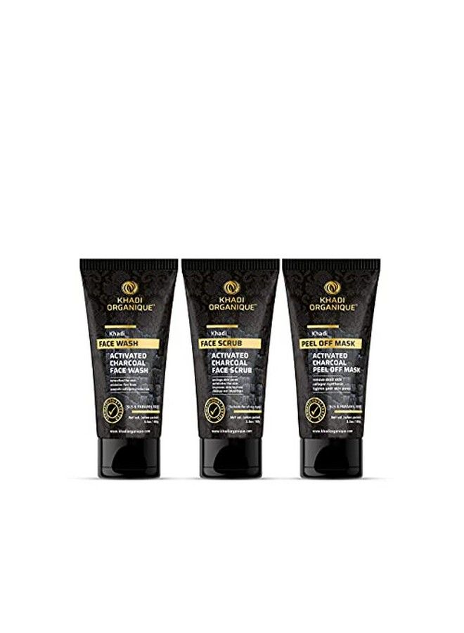 Charcoal Kit For Face | Charcoal Face Wash | Charcoal Scrub | Charcoal Peel Off Mask Pack Of 3 (300 Gm)