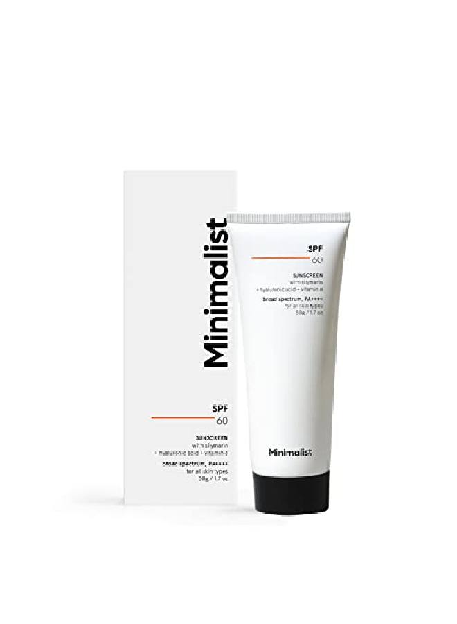 Sunscreen SPF 60 PA ++++ | Acne Safe | Pregnancy Safe | Photo stable | NoWhite Cast | With Potent Antioxidants | For All Skin Types 50 gm