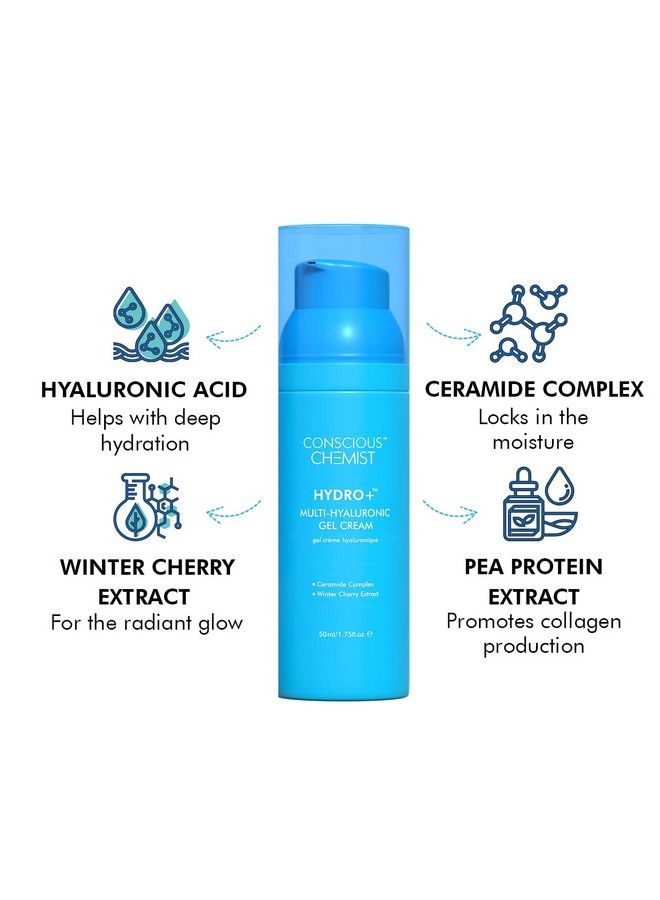 Hyaluronic Acid Face Gel With Ceramides Lightweight Gel Cream Plumps & Hydrates Treats Dull & Dehydrated Ski 50Ml