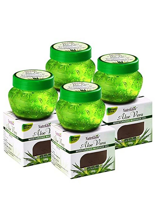 Aloe Vera Gel For Face Hair Acne Sunburn Bug Bites Rashes Glowing And Radiant Skin Non Sticky All Skin & Hair Types 100 Gm Each Pack Of 4