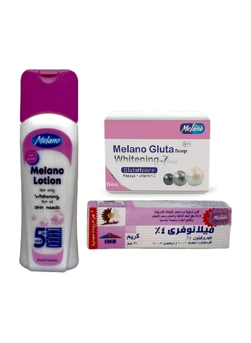 Melano Set of 3 Melano Cream, Lotion & Soap For Face And Body