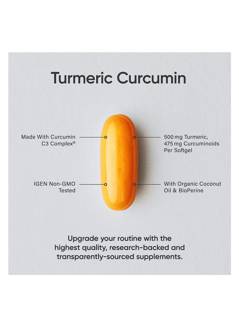 Sports Research Turmeric Curcumin C3 Complex 500mg with Black Pepper & Coconut Oil 60 Liquid Softgels