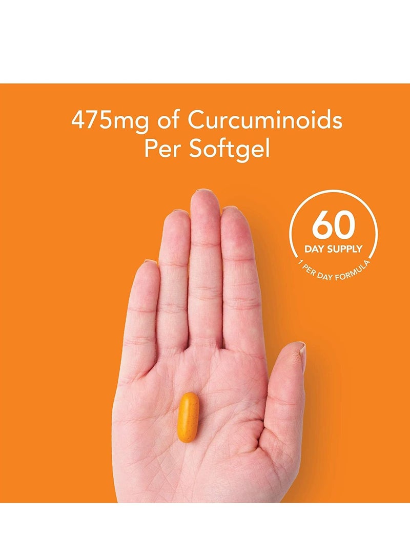 Sports Research Turmeric Curcumin C3 Complex 500mg with Black Pepper & Coconut Oil 60 Liquid Softgels