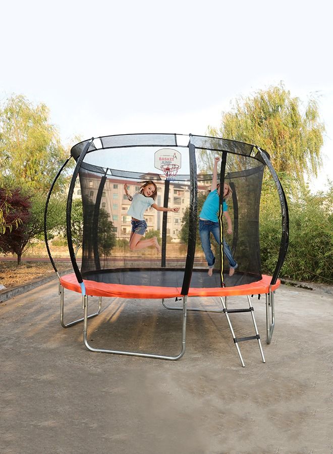 Outdoor Round 12ft Bungee Trampoline With Basketball Hoop