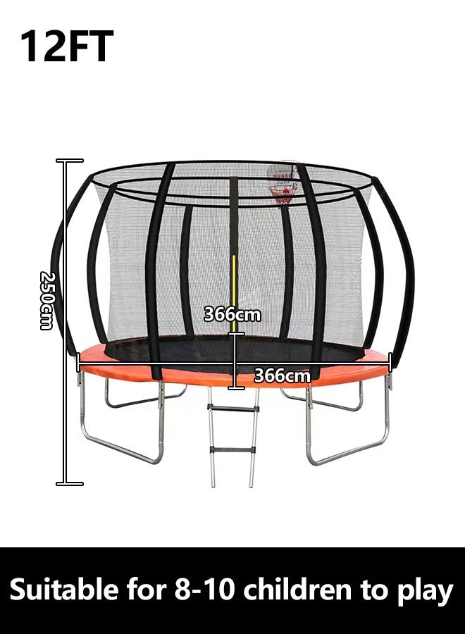 Outdoor Round 12ft Bungee Trampoline With Basketball Hoop