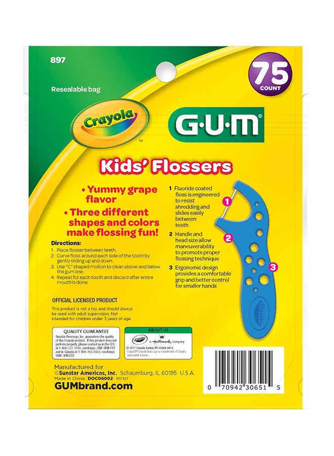 Pack Of 75 Crayola Fluoride Coated Flossers Multicolour