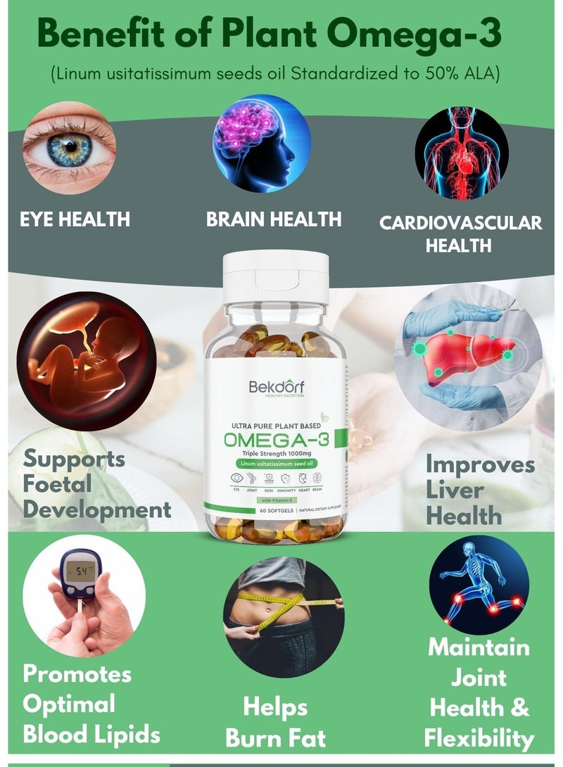 Plant Omega 3 With Vit E -60 Softgels