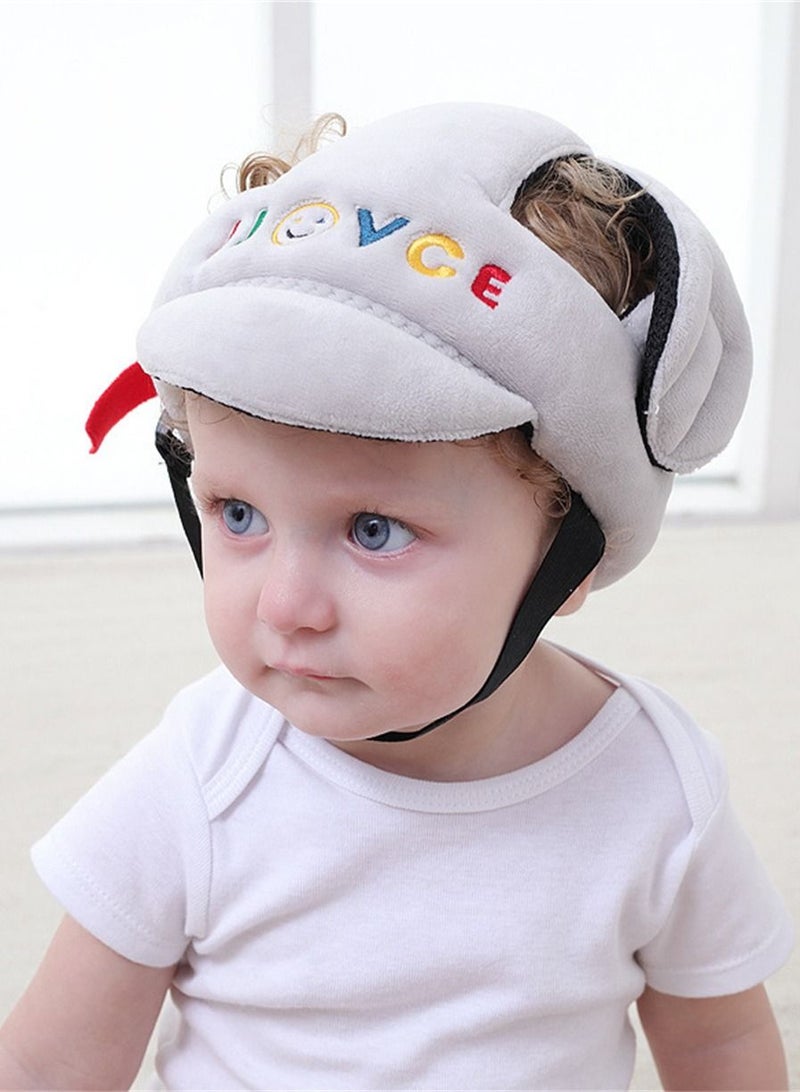 Baby Toddler Cap Helmet Head Protection Fashion Flannelette Size Adjustable Beige