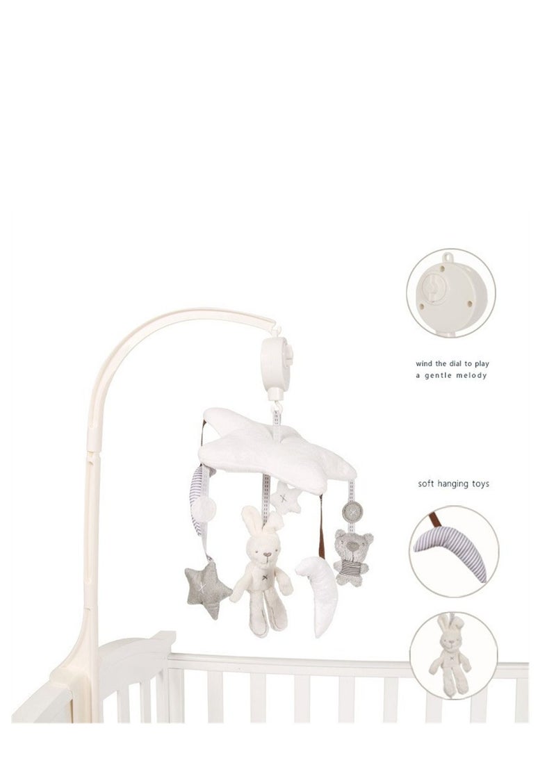 Baby Bed Hanging Pentagram Plush rabbit Rotating Music Bedside Bell Music Box Toy 31*30*9cm