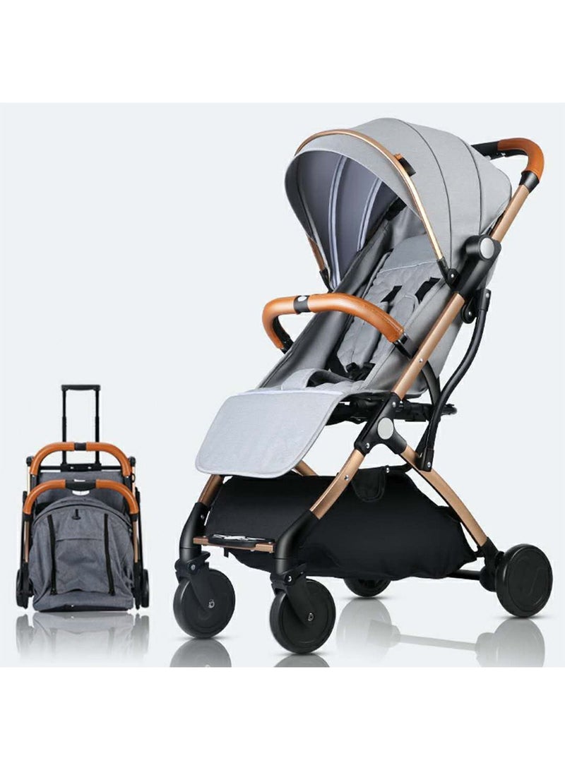 Baby Foldable Stroller With Multiple Recline Position And Adjustable Canopy