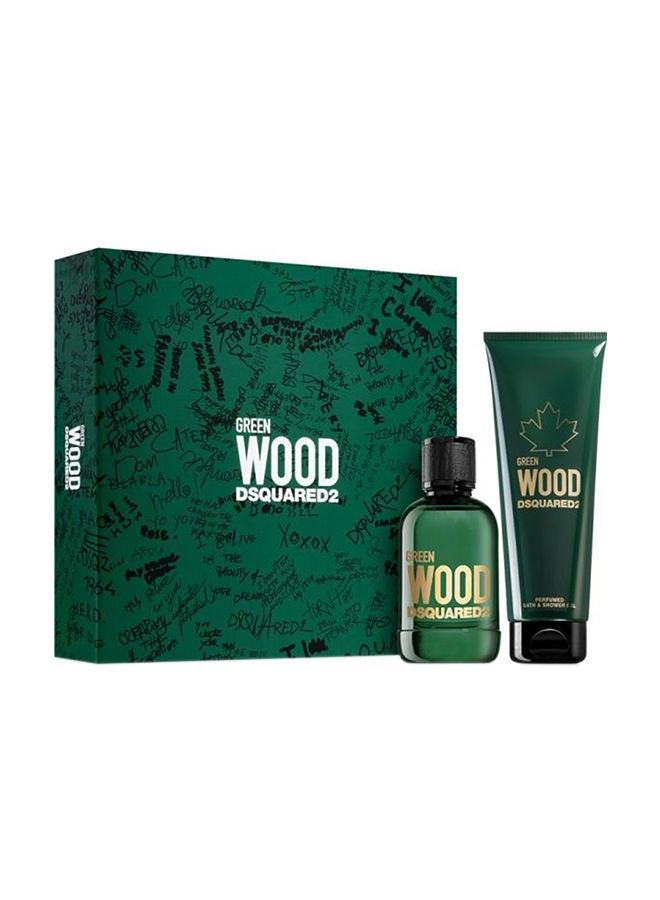 Dsquared2 Green Wood Men Set Edt 100Ml + 150Ml Bath & Sg