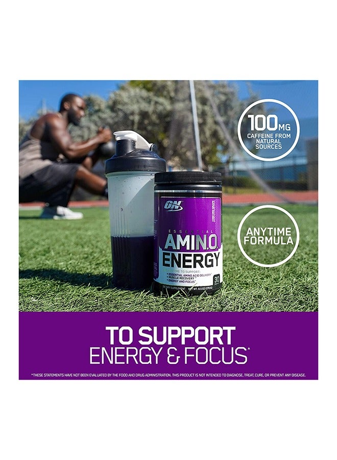 Amino Energy Pre Workout With Green Tea BCAA Amino Acids Keto Friendly Green Coffee Extract Zero Grams Of Sugar Anytime Energy Powder Concord Grape 30 Servings