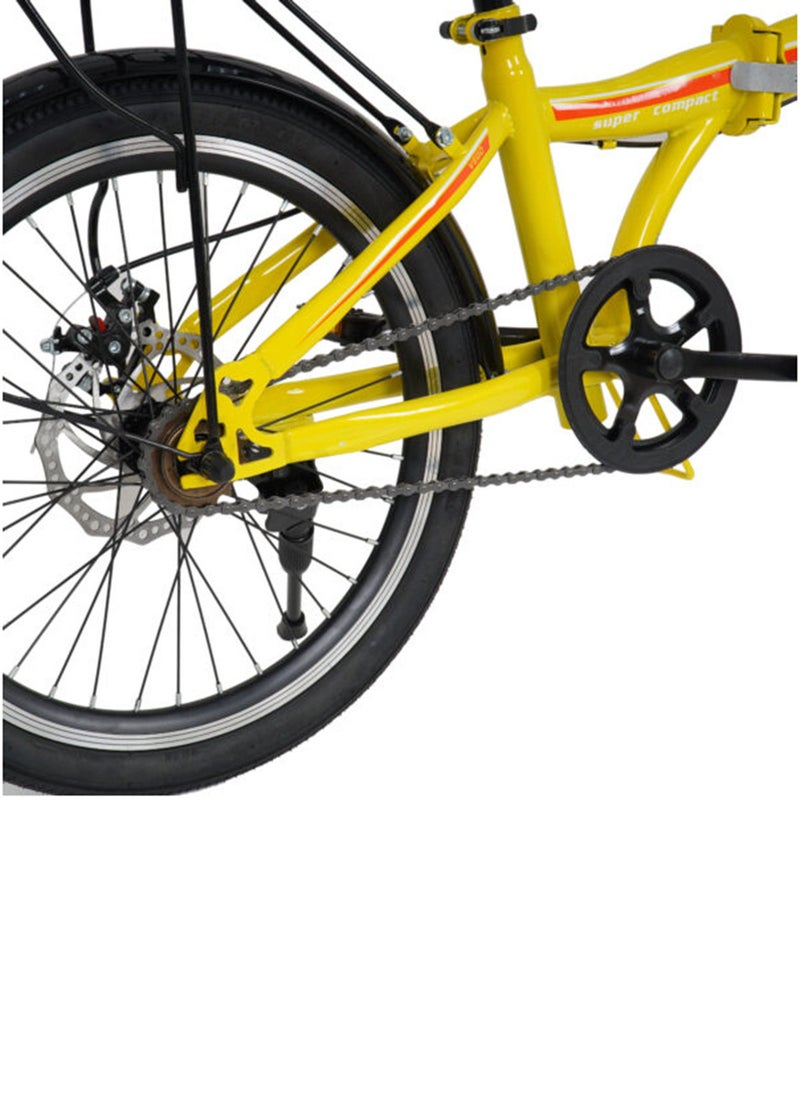 Vego Fold 20 Inch Single Speed Folding Bike - Yellow