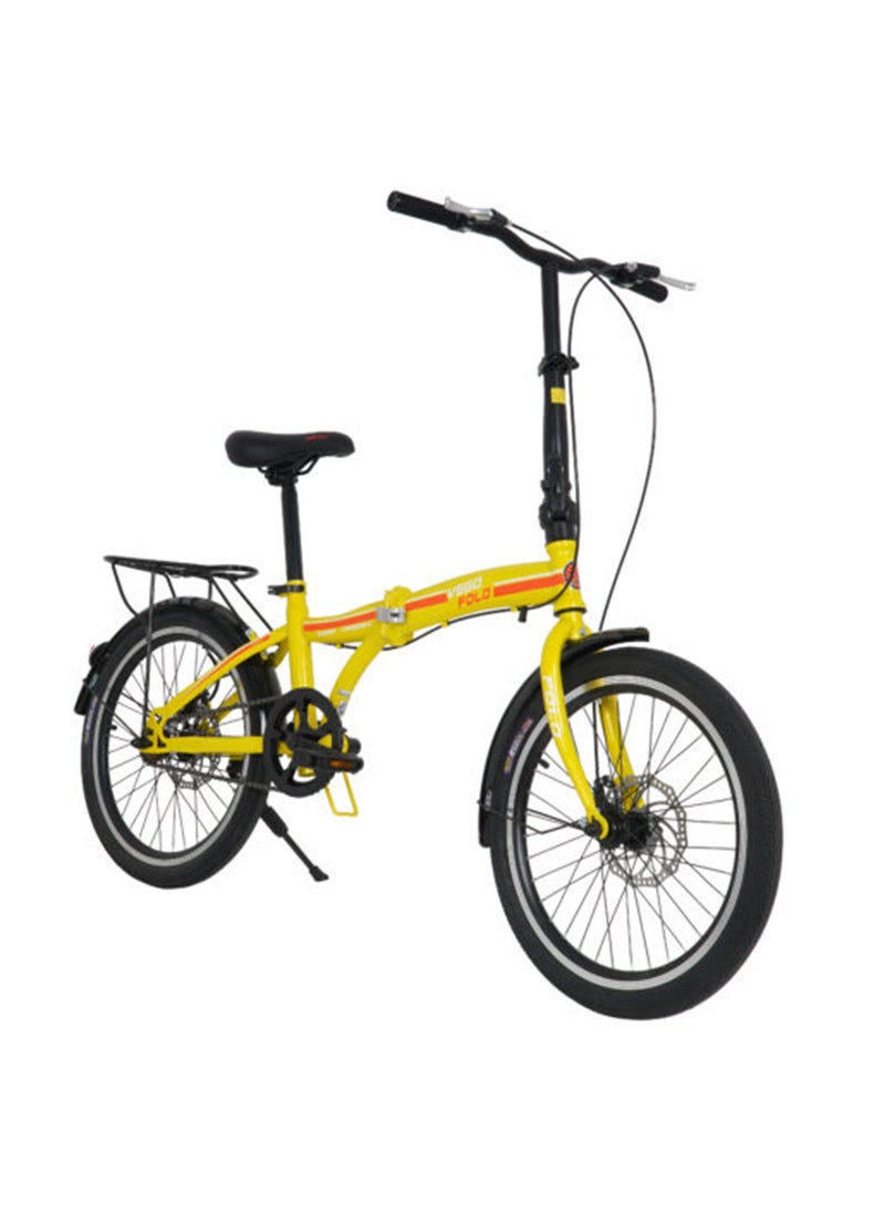 Vego Fold 20 Inch Single Speed Folding Bike - Yellow