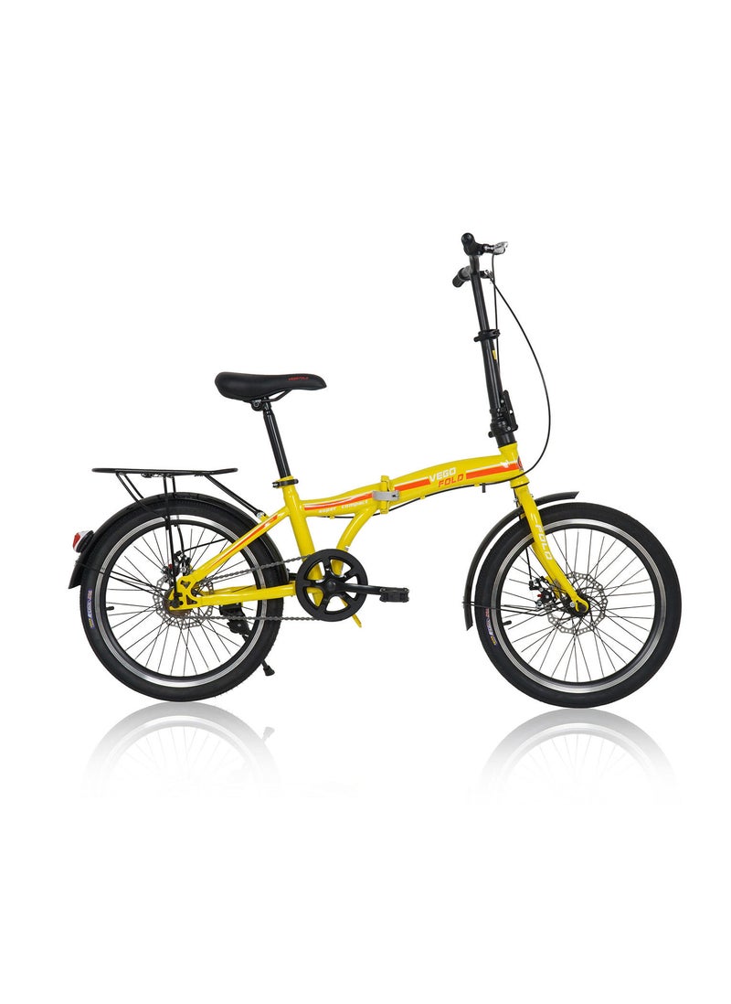 Vego Fold 20 Inch Single Speed Folding Bike - Yellow