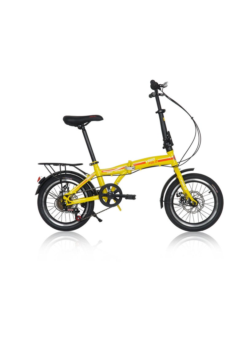 Vego Fold Folding Bike 6 Speed 16 Inch - Yellow