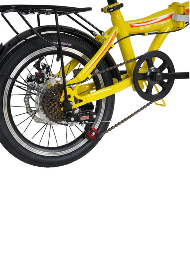 Vego Fold Folding Bike 6 Speed 16 Inch - Yellow