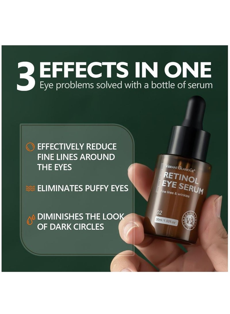 2 in 1 Combo Pack of Retinol Eye Cream & Serum Dark Circles Fade Fine Lines Remove Eye Bags Anti Wrinkle Anti Aging Infused with Retinol Arbutin Vitamin C & E For Women