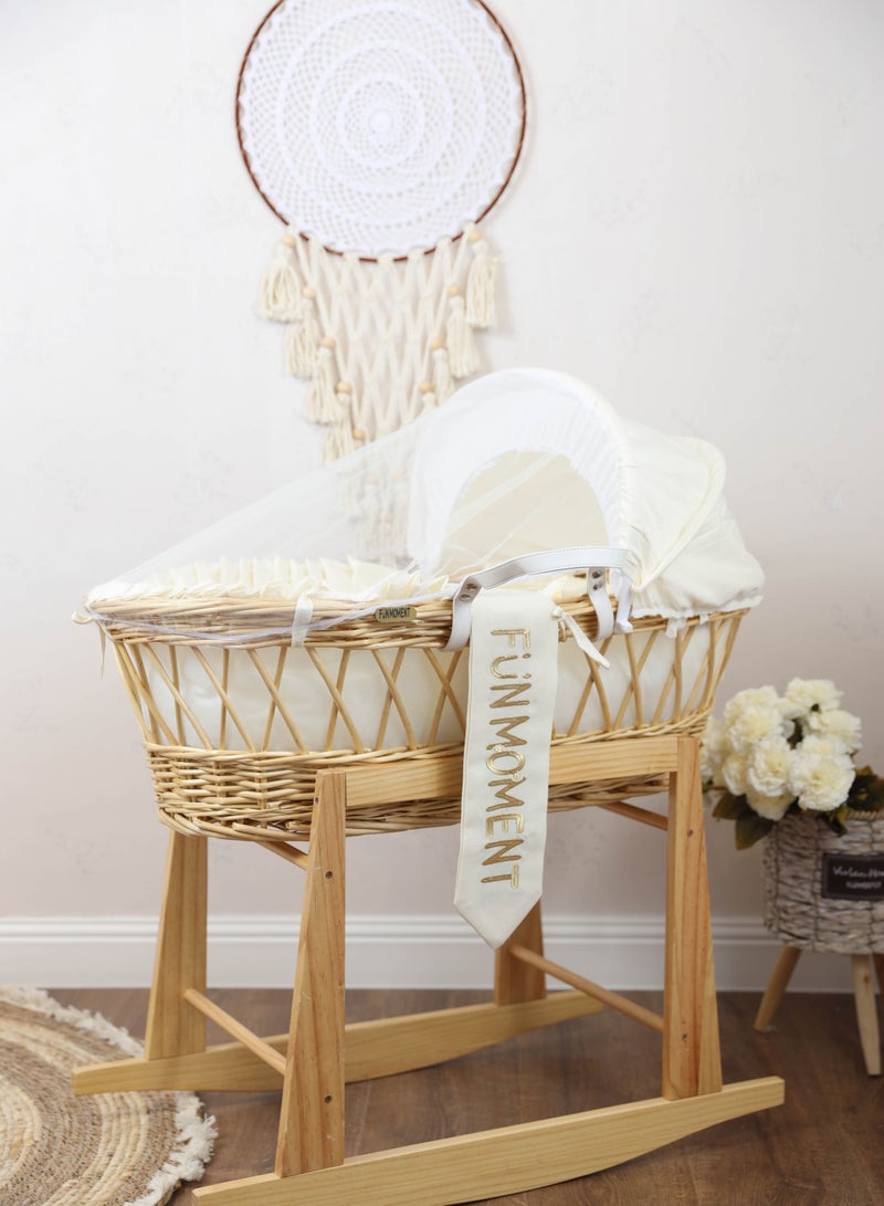 Moses basket off-white cradle with rocking stand