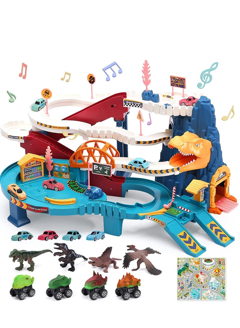 Dinosaur Coil Road Track Car, Paradise Car Adventure, Car Park, Kids Toys