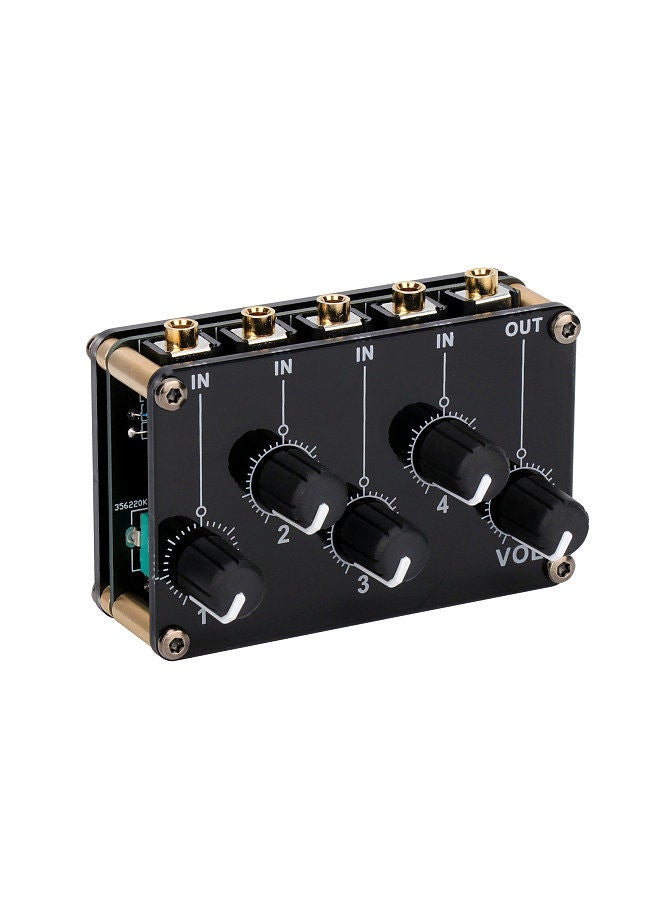 4-In-1-Out Passive Mixer Module Mini Stereo 4-Channel Passive Mixer Audio Mixer 4 Audio Input To 1 Output Ultra Compact Low Noise For Recording Studio Console Stage Small Club Or Bar