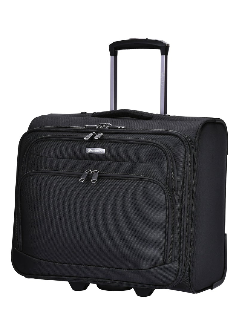 Premium Rolling Laptop Bag TSA Friendly Opening 2 Wheeled Pilot Case Trolley with RFID Pockets V021 Black