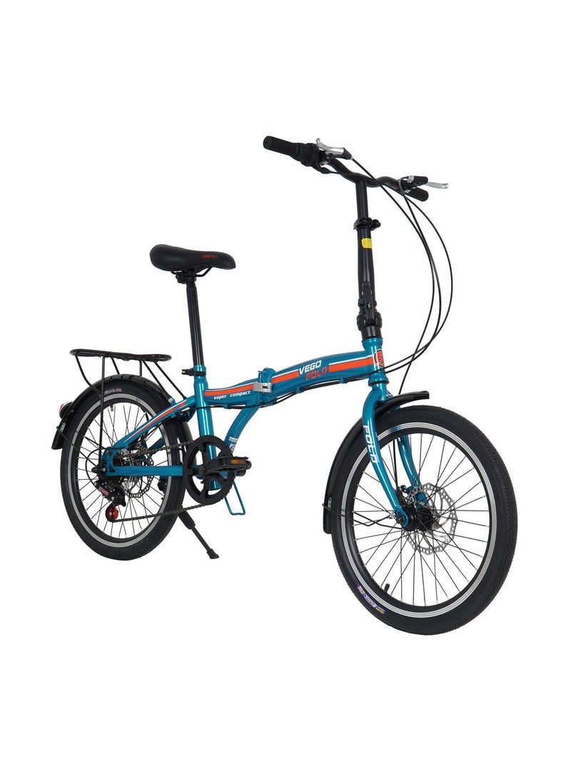 Vego Fold Folding Bike 6 Speed 20 Inch - Blue