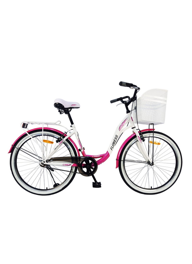 Floress Cruiser Single Speed Bike 24 Inch, Pink