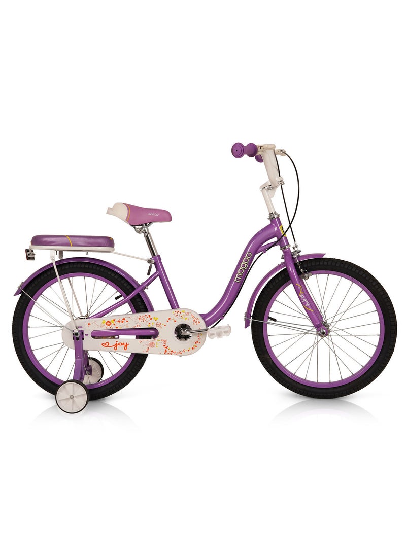 Mogoo Girl's Joy Road Bike With Basket and Training Wheels for 7-10 Years Purple